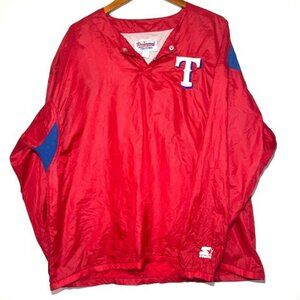 Texas Rangers Starter Vintage Pullover Red Lightweight Windbreaker Jacket Sz L